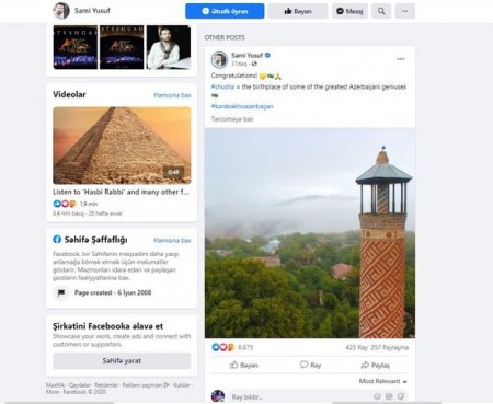 Sami Yusufdan Şuşanın işğaldan azad edilməsi ilə bağlı təbrik - FOTO