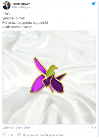 Prezidentin köməkçisindən şəhidlərlə bağlı paylaşım - FOTO