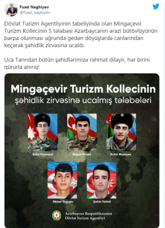 Fuad Nağıyevdən şəhidlərlə bağlı paylaşım + FOTO