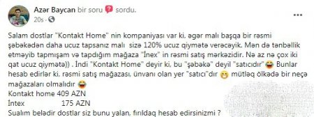 "Kontakt Home"un daha bir FIRILDAĞI... - Vətəndaş İFŞA ETDİ