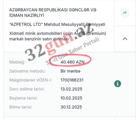 Bu nazirlik "Azpetrol"dan 40 min AZN-lik benzin alıb - FOTO