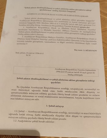 Şəhidin xatirəsinə icazə verilmir – qanun bəndinə ilişən ədalət