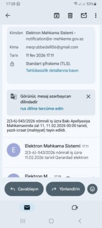 Məhkəmə işə gecə yarısı baxır? -Bakı Apellyasiya Məhkəməsi gecə 12-də yazılı icraatda akt çıxarıb (?)