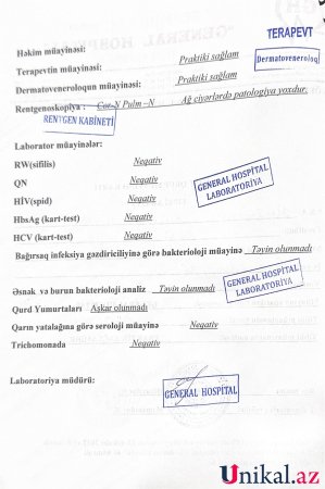 "General Hospital" hepatit aşkarlanan vətəndaşa saxta sağlamlıq arayışı verdi -ŞİKAYƏT