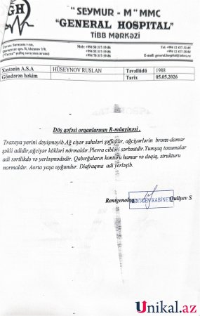 "General Hospital" hepatit aşkarlanan vətəndaşa saxta sağlamlıq arayışı verdi -ŞİKAYƏT
