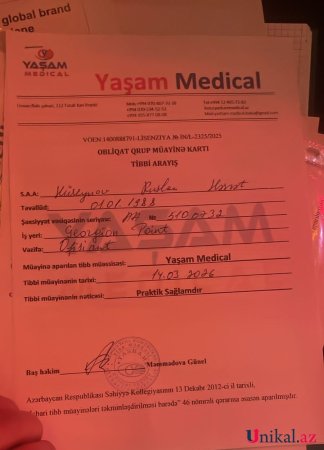 "General Hospital" hepatit aşkarlanan vətəndaşa saxta sağlamlıq arayışı verdi -ŞİKAYƏT