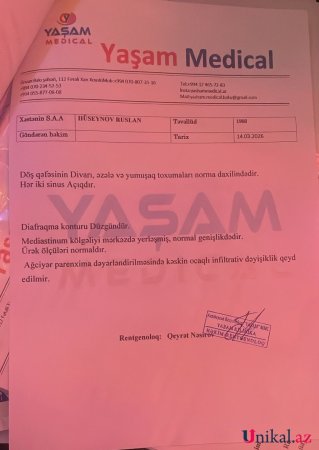 "General Hospital" hepatit aşkarlanan vətəndaşa saxta sağlamlıq arayışı verdi -ŞİKAYƏT